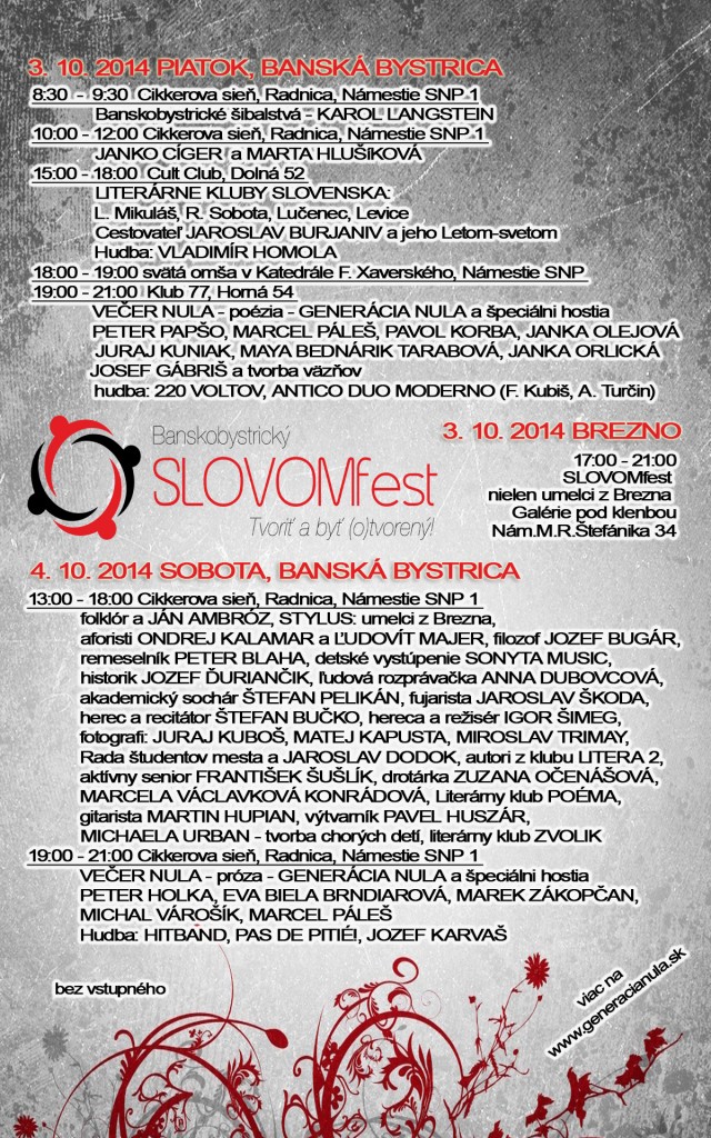 SLOVOMfest 2014 program